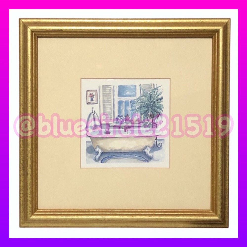 C. Winterle Olson Bathroom Bathtub Vintage Art Framed Print/Litho Watercolor